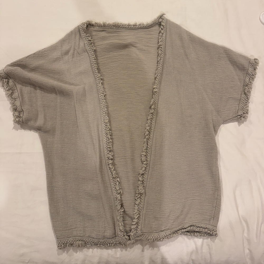 Fringed Open-Front Cardigan